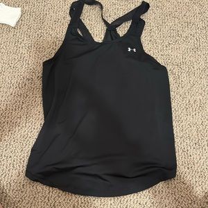 black underarmour double v back strap workout tank